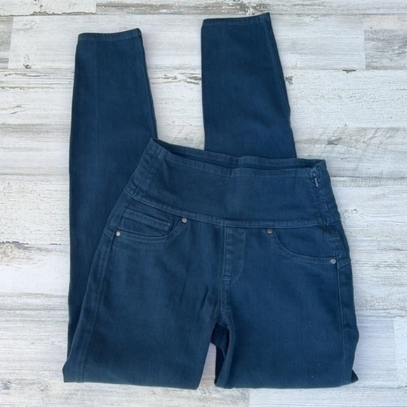 Spanx by Sara Blakely‎ Alexia Slimming Denim Leggings Womens Sz S Aqua Teal - Picture 1 of 16